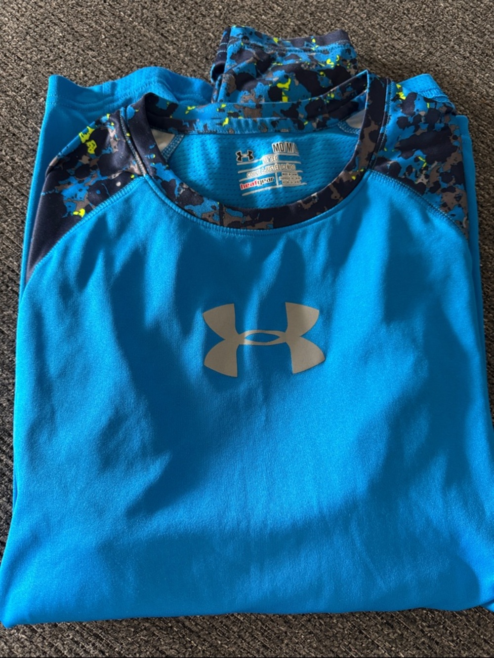Under Armour Bright Blue Long Sleeve Performance Tee with Camo Accents